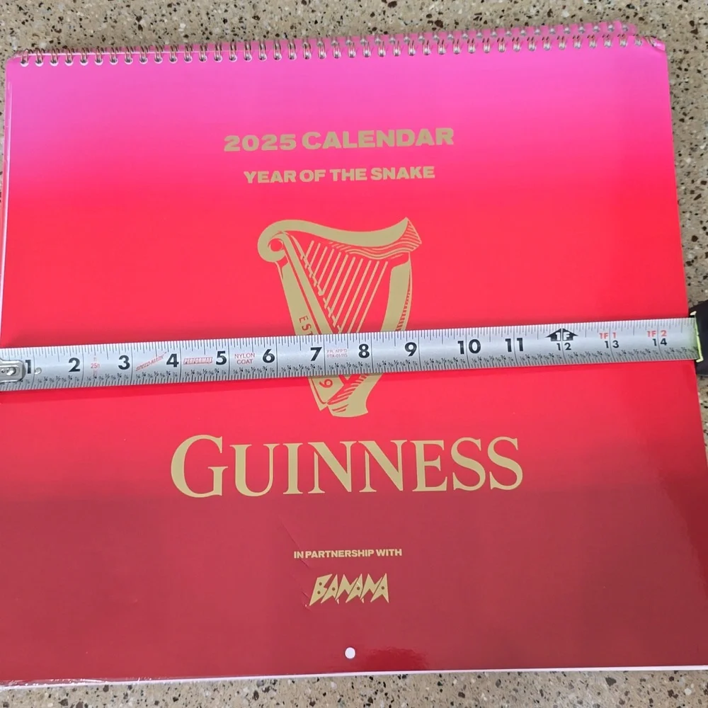 Guinness 2025 Calendar - Red and Gold
